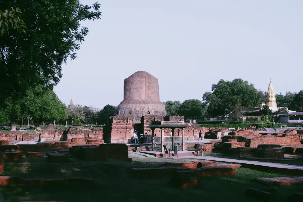 Dhamek Stupa and the monastic remains at Sarnath
