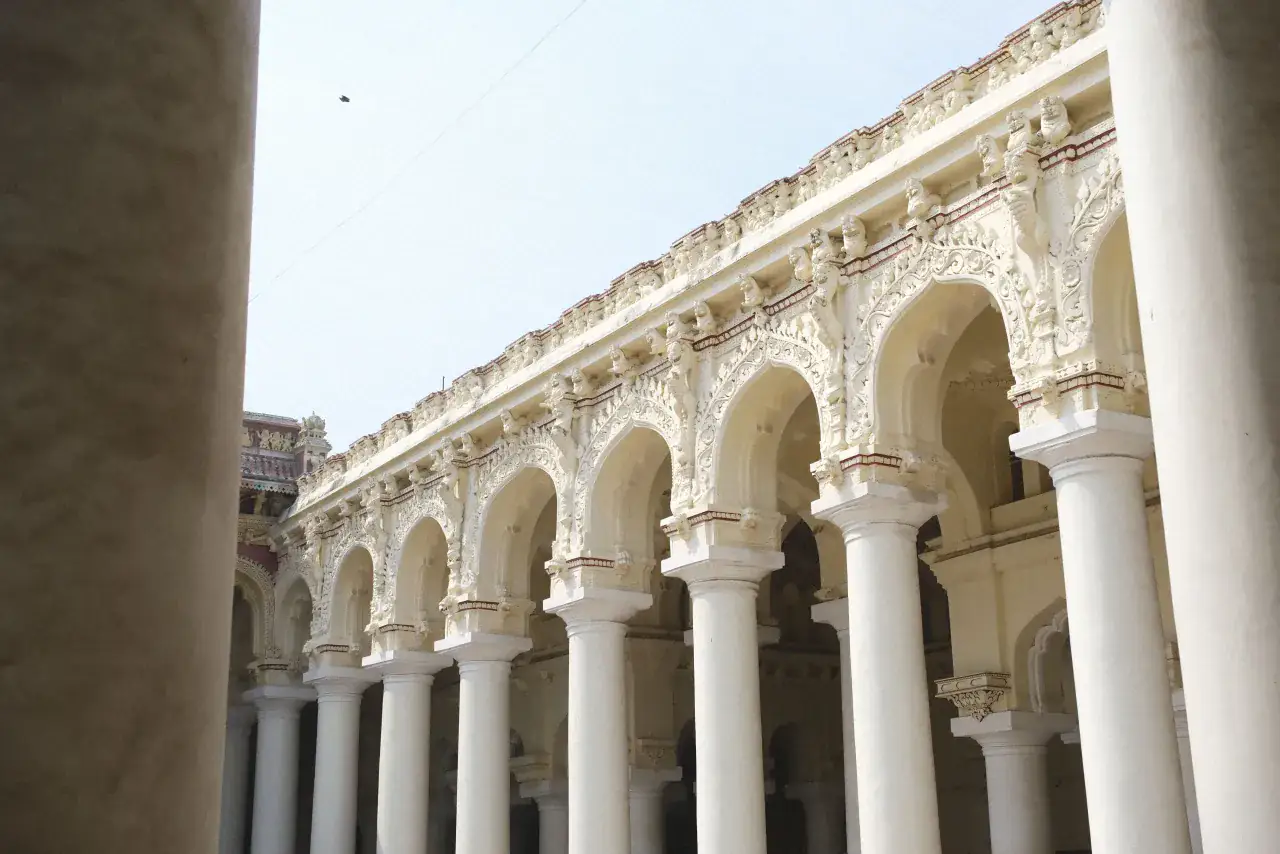 The scalloped arches of Thirumalai Nayakkar Mahal in Madurai