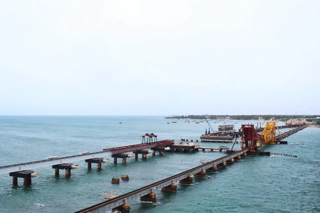 The Pamban railway crossing between mainland Tamil Nadu and Rameshwaram