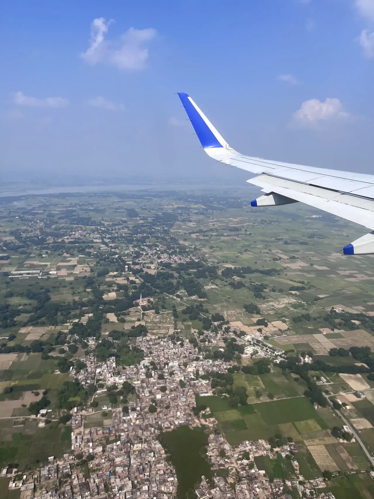 The Indian landscape seen from an aircraft window